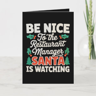 Wees aardig voor restaurantmanager Kerstman kijkt Kaart