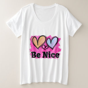 Wees Aardig Waterverf Harten Grote Maat T-shirt