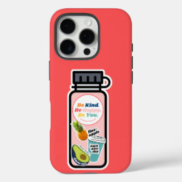 Wees aardig. Wees gelukkig. Wees jezelf. Waterfles iPhone 16 Pro Hoesje