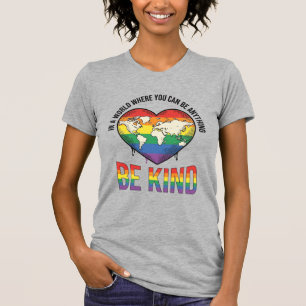 Wees aardig Wereld Hart Regenboog Vector T-Shirt O