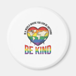 Wees aardig Wereld Hart Regenboog Vector T-Shirt O Magneet