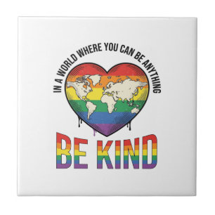 Wees aardig Wereld Hart Regenboog Vector T-Shirt O Tegeltje
