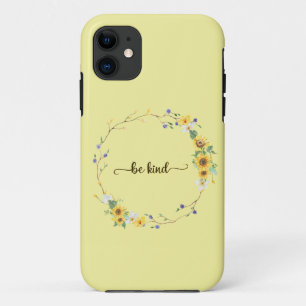 Wees aardig, zonnebloem, botanische poot iPhone 11 hoesje