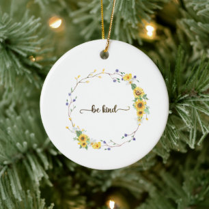 Wees aardig, zonnebloem, botanische poot keramisch ornament