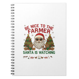 Wees aardige boer kerstman boerderij dieren notitieboek