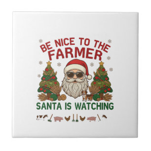 Wees aardige boer kerstman boerderij dieren tegeltje