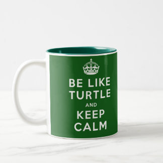 Wees als schildpad en blijf kalm groen citaat tweekleurige koffiemok