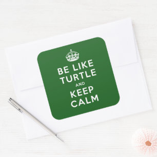 Wees als schildpad en blijf kalm groen citaat vierkante sticker