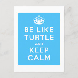 Wees als schildpad en houd kalm blauw citaat briefkaart