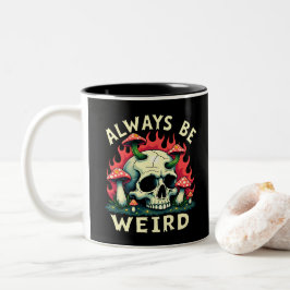 Wees altijd raar schedel retro paddenstoel psyched tweekleurige koffiemok