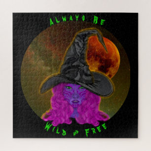 Wees altijd wild & vrij Paarse Halloween Heks Legpuzzel