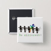 Wees anders! vierkante button 5,1 cm (Voorkant /achterkant)