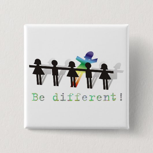 Wees anders! vierkante button 5,1 cm (Voorkant)