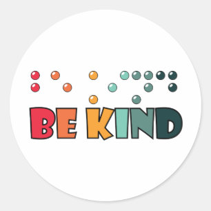 Wees attentie voor braille alfabetisme ronde sticker