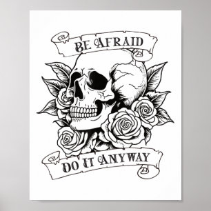 Wees Bang Doe Het Toch Motivatie Vintage Schedel A Poster