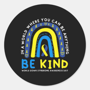 Wees bewust van het syndroom Blauwe Ribbon Rainbo Ronde Sticker