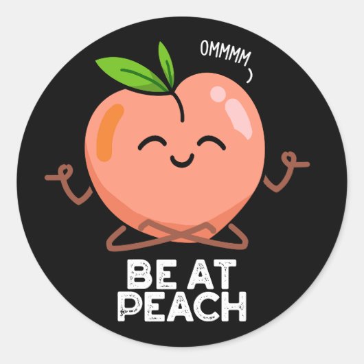 Wees bij Peach Funny Fruit Pun Dark BG Ronde Sticker (Voorkant)
