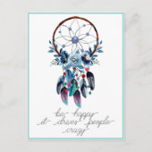 Wees blij Boho Dreamcatcher Feather Floral Briefkaart (Voorkant)