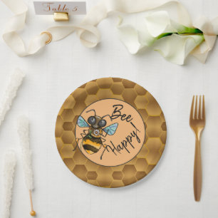 Wees blij! Cute Honey Bee Papieren Bordje