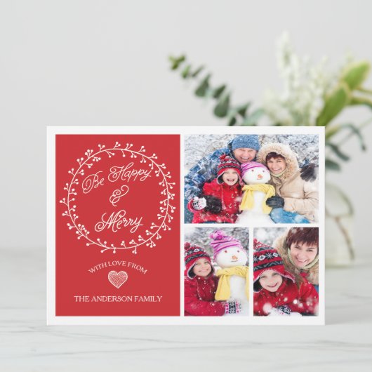 Wees blij en vrolijk Kerstkaart (Staand voorkant)