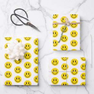 Wees blij Grinning Face Grappig Elke achtergrondkl Inpakpapier Vel