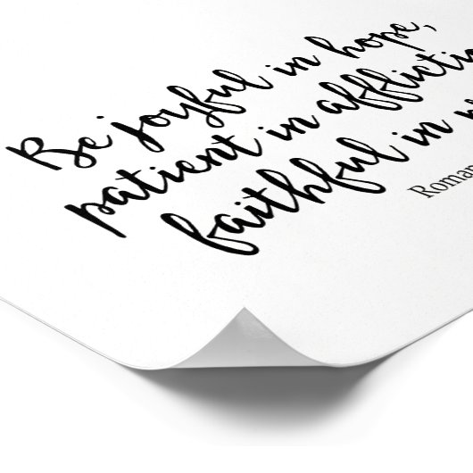 Wees blij in Hope, patiënt in dossier, trouw Poster (Hoek)