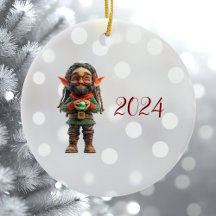 Wees blij Kerst Elf Keramisch Ornament