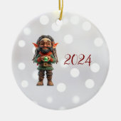 Wees blij Kerst Elf Keramisch Ornament (Voorkant)