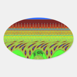 Wees blij Kleurrijke Polka Dot Motief Gift Ovale Sticker