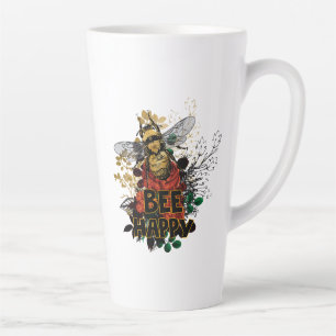 Wees blij met kleurrijke bijen en bloemen latte mok