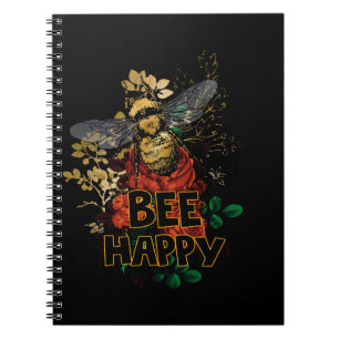 Wees blij met kleurrijke bijen en bloemen notitieboek