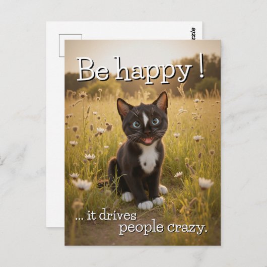 Wees blij - vrolijke kat in de Natuur Briefkaart (Voorkant / Achterkant)