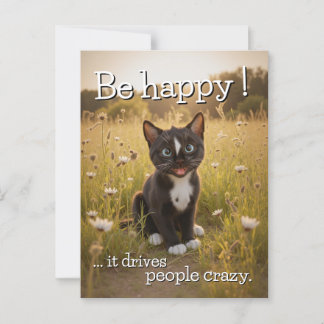 Wees blij - vrolijke kat in de Natuur Briefkaart