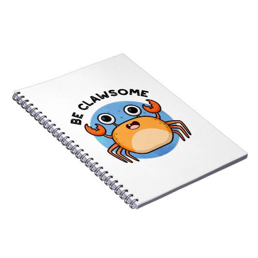 Wees Clawsome Funny Positive Crab Pun Notitieboek (Rechterzijde)
