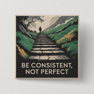 Wees consequent, niet perfect vierkante button 5,1 cm