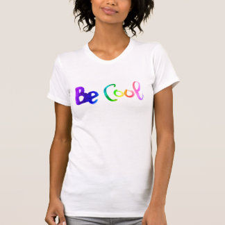 Wees cool regenboog waterverf belettering tekening t-shirt