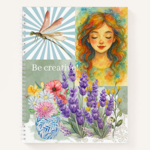 Wees creatieve elegante collage aquarel kunstwerk notitieboek