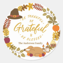 Wees dankbaar en wees gezegend ronde sticker