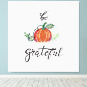 Wees dankbaar pompoen bladeren waterverf Canvas Pr Afdruk (Insitu (Houten vloer))