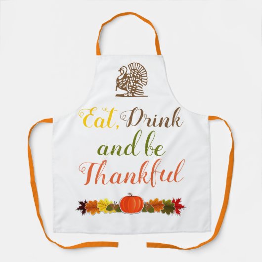Wees dankbaar pompoenbladeren en kalkoen Thanksgiv Schort (Voorkant)
