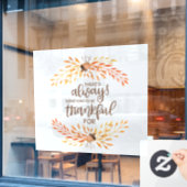 Wees dankbaar voor Thanksgiving Venster Cling Raamsticker (Cafe Raam)