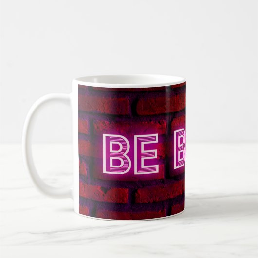Wees dapper inspirerend quote neon effect text op  koffiemok (Links)