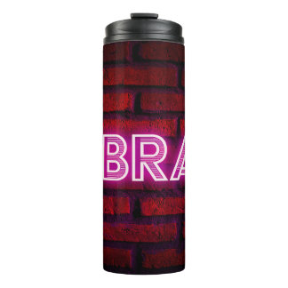 Wees dapper inspirerend quote neon effect text op  thermosbeker