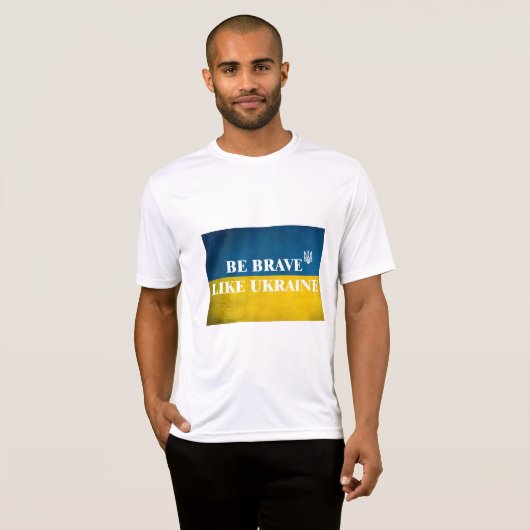 Wees dapper zoals Oekraïne een getextureerde prijs T-shirt (Voorkant volledig)