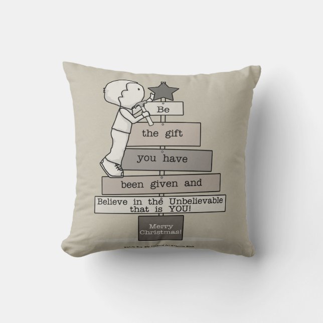 Wees de kerstboom (Tan) Kussen (Voorkant)