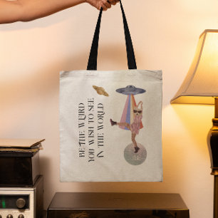 Wees De Rare Dansende Ruimtekat Monogram Tote Bag