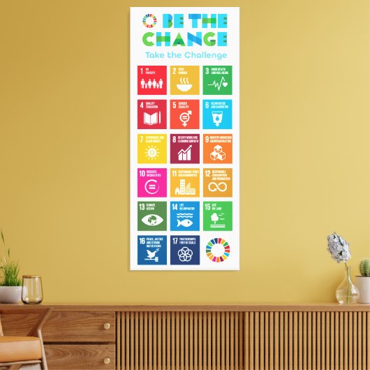 Wees de verandering Inspirerend Poster Global Goal Canvas Afdruk (Insitu (Woonkamer))