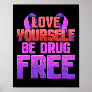 Wees drugs vrij Liefde voor jezelf Paarse lint Poster
