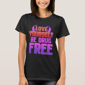 Wees drugsvrij hou van jezelf Paarse lint T-shirt