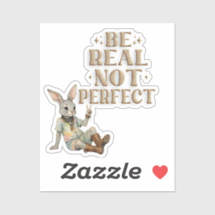 Wees echt, niet perfect Tie-dye konijn  Vrede Hipp Sticker
